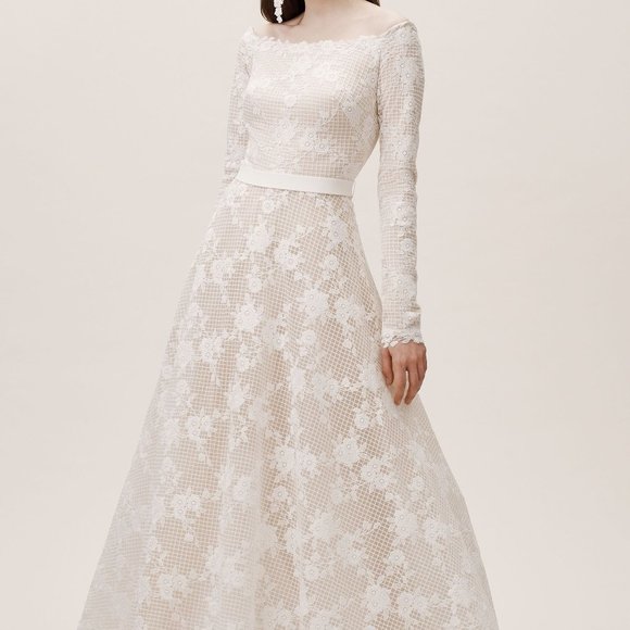 BHLDN Wedding Justine Gown Ivory Lace Over Cream - Picture 9 of 15